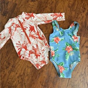 Old Navy Kids Swimwear Set - Red and Blue Floral